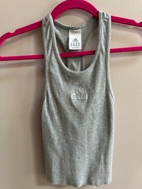 adidas Light Gray Ribbed Racerback Tank Size Small